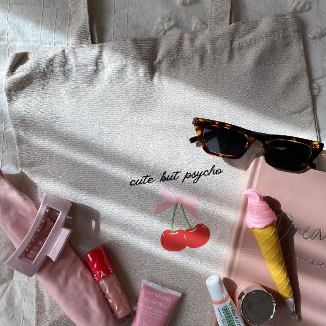 Cute But Psycho Cherry Coquette Tote Bag