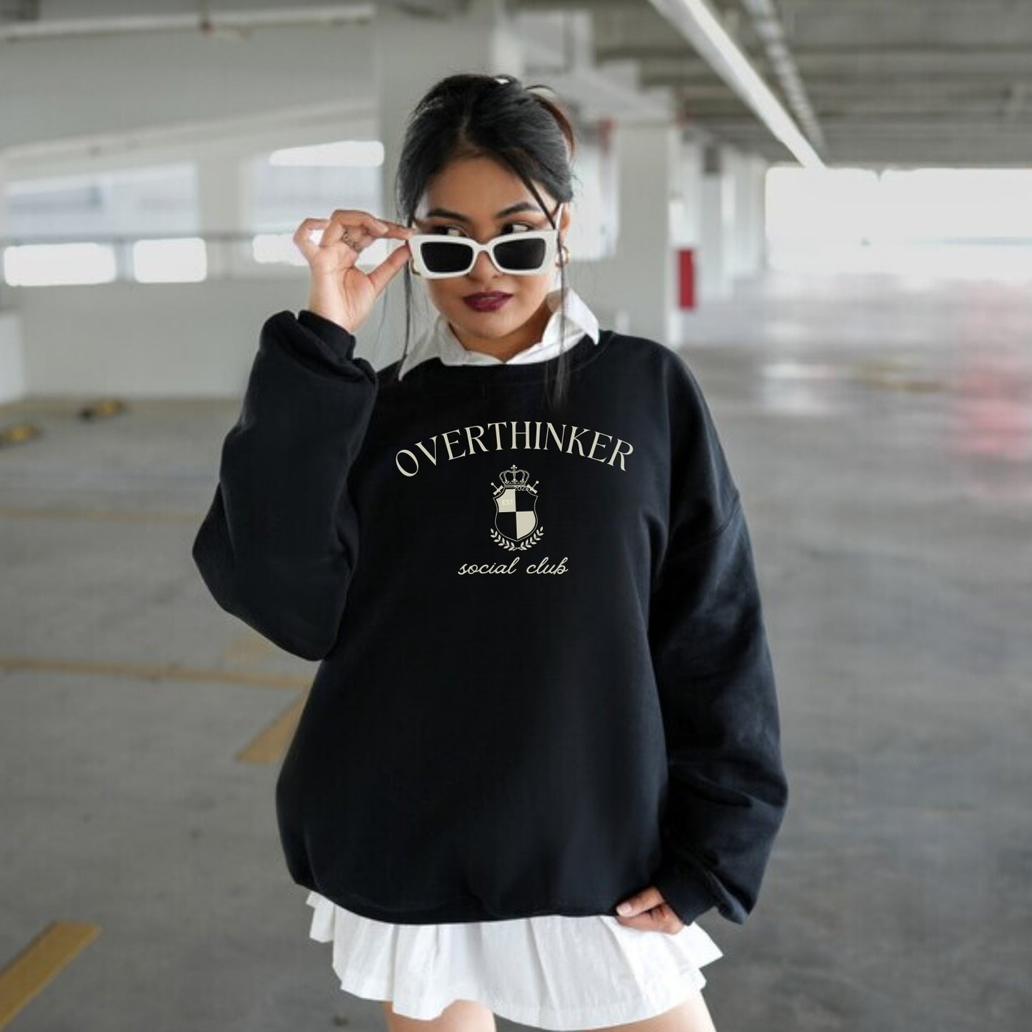 Overthinker Preppy Crewneck Sweatshirt