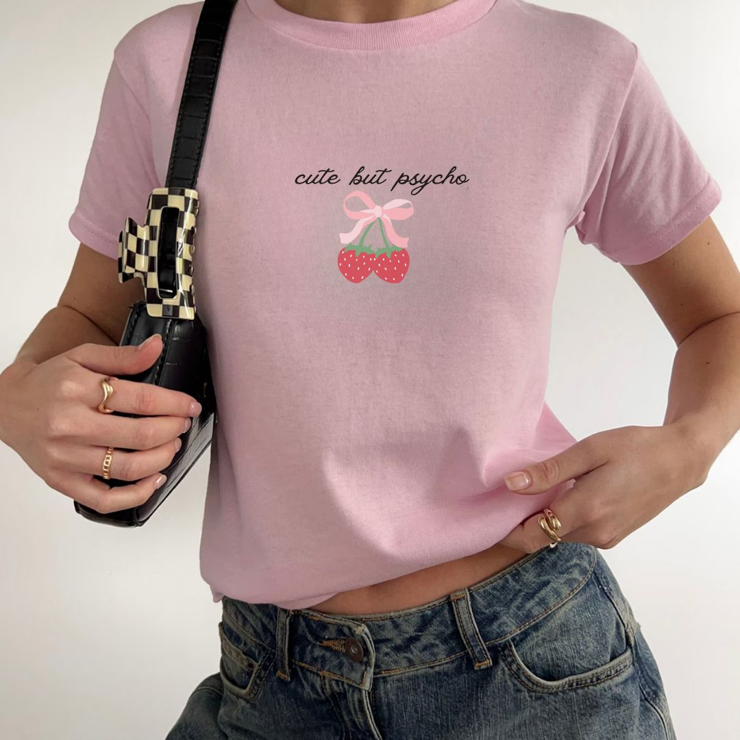 Cute But Psycho Y2K Baby Tee