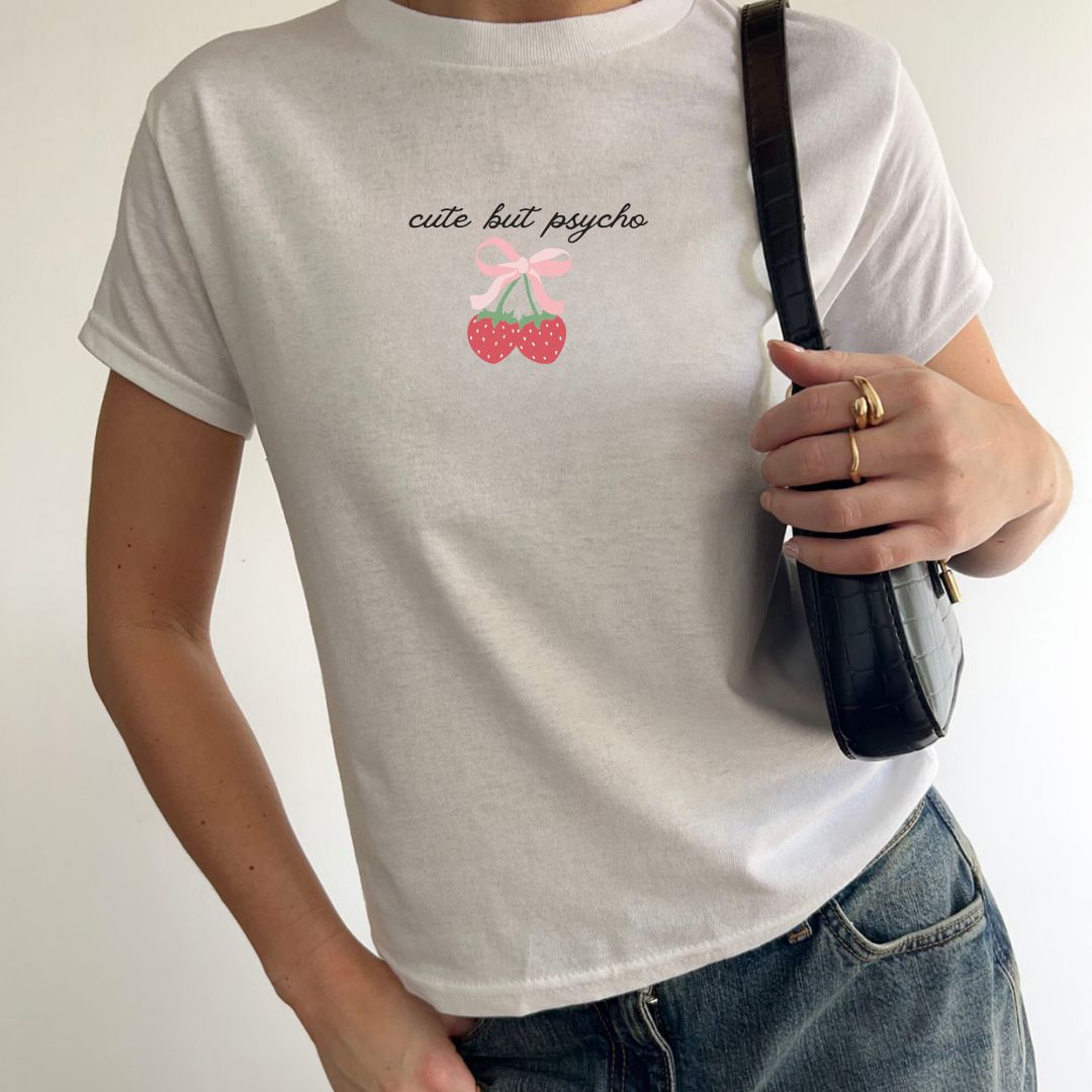 Cute But Psycho Y2K Baby Tee