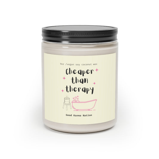 Cheaper Than Therapy  Scented Candle, 9oz (vegan soy coconut wax)