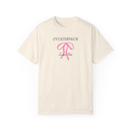 Overthinker Pink Bow Garment-Dyed Tee