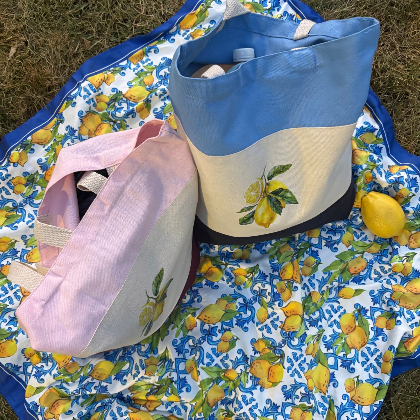 Lemons Tri-Color Tote Bag