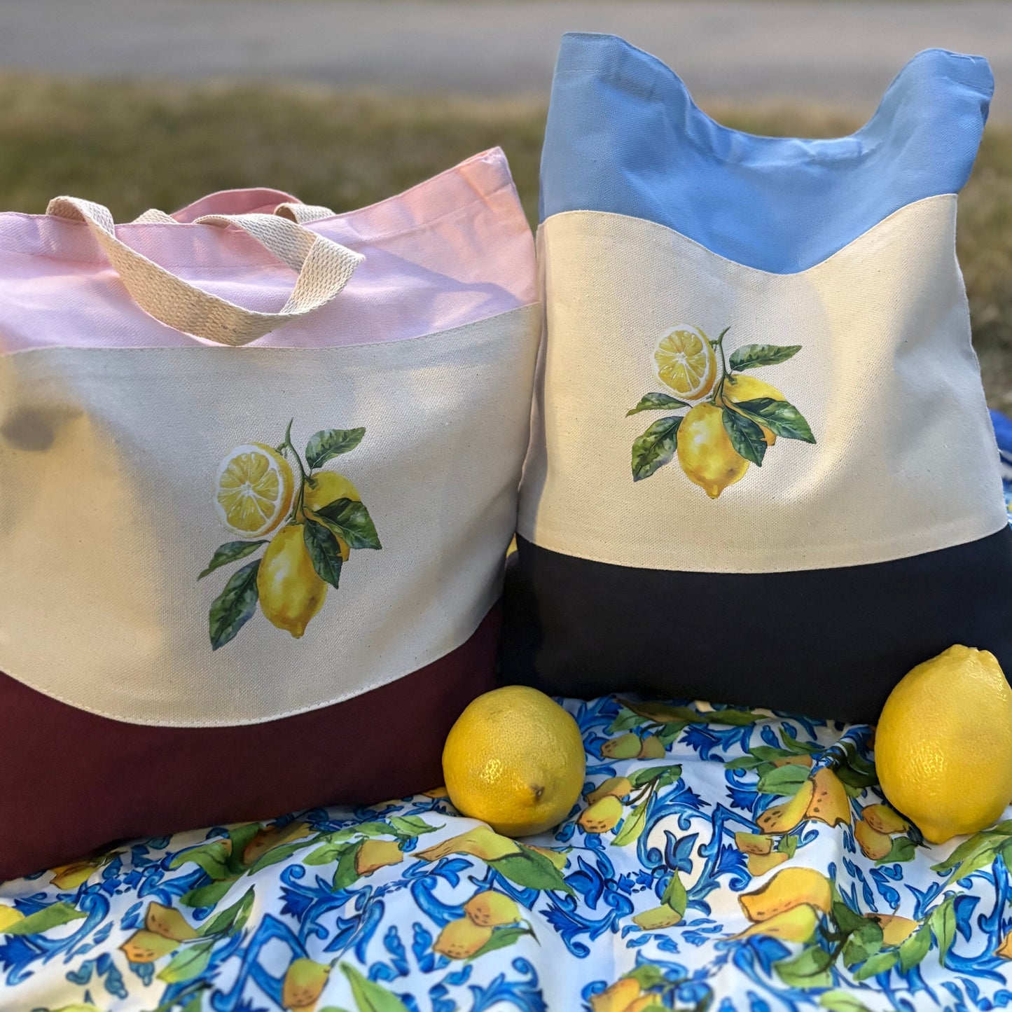 Lemons Tri-Color Tote Bag