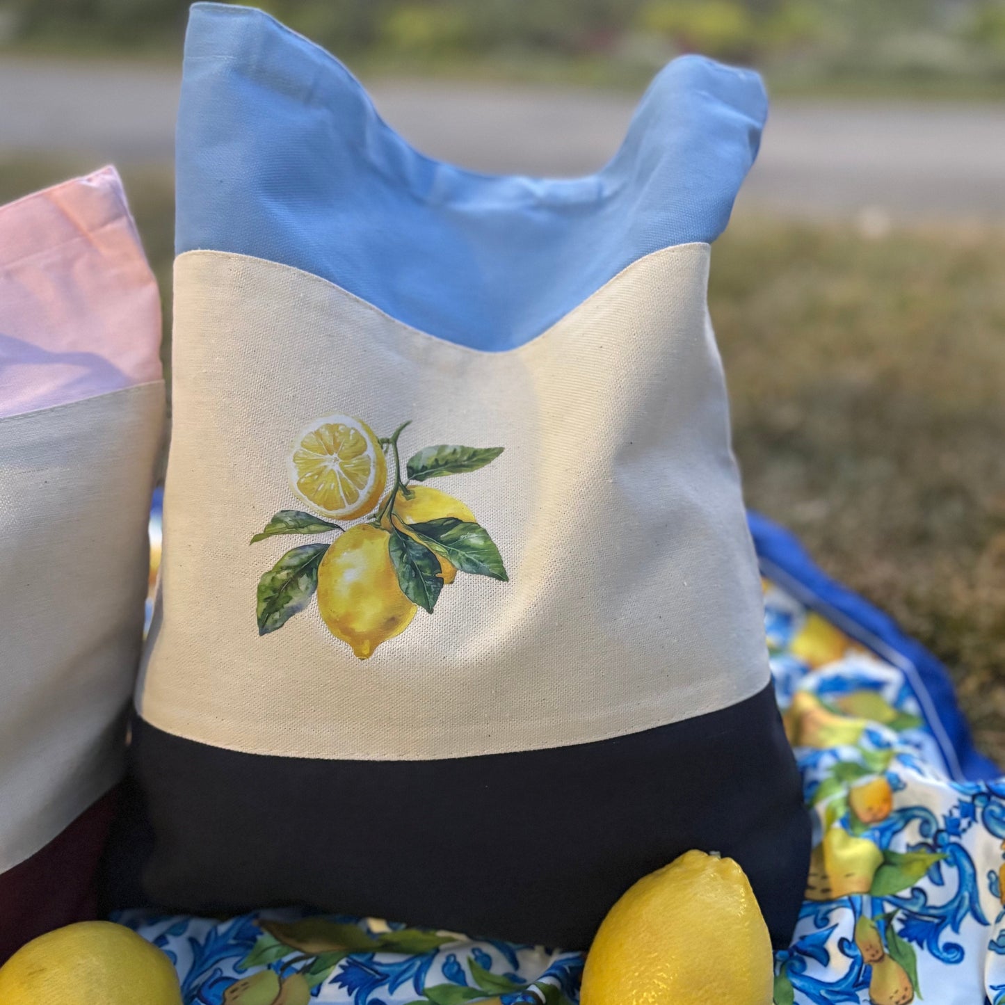 Lemons Tri-Color Tote Bag