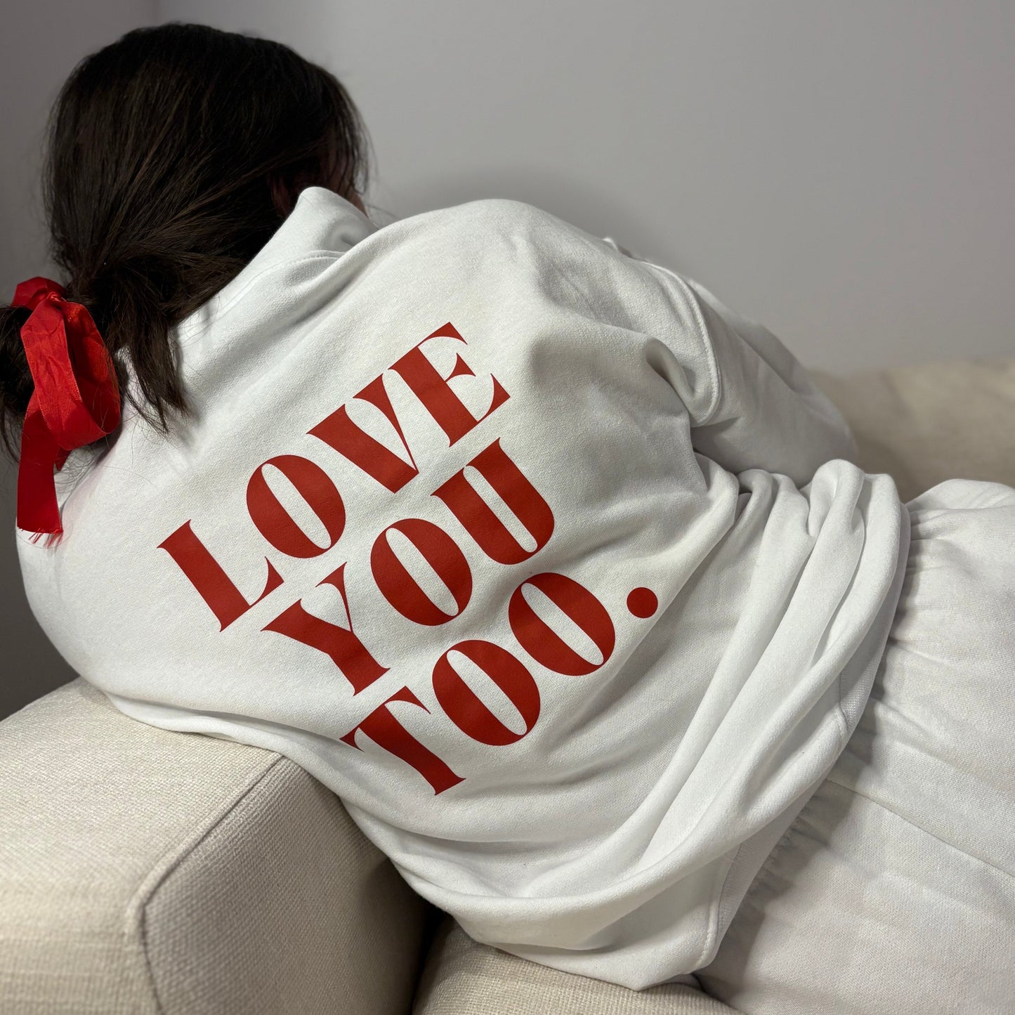 LOVE YOU TOO White Quarter Zip Sweatshirt