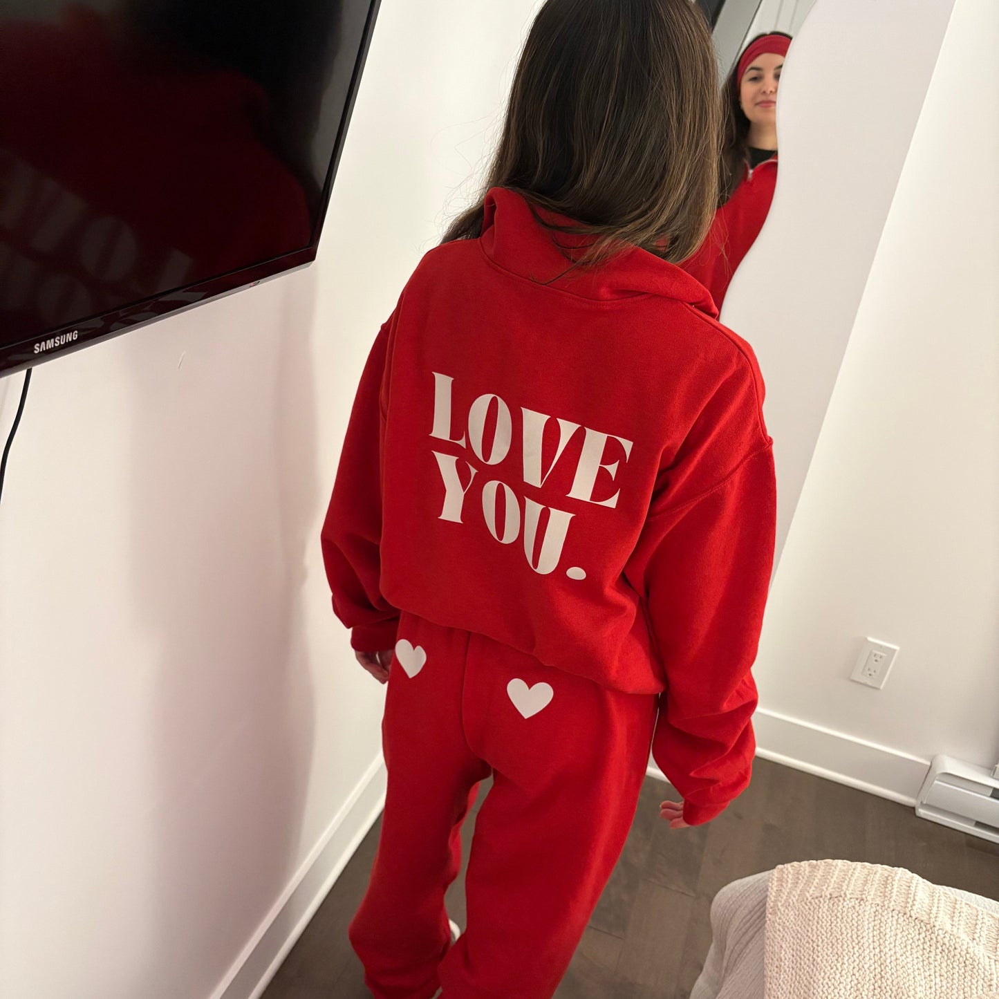 LOVE YOU Red Quarter Zip Sweatshirt