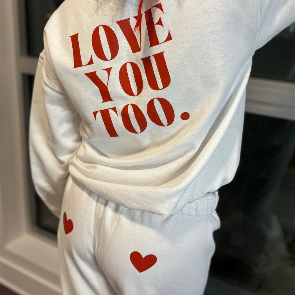 LOVE YOU TOO White Quarter Zip Sweatshirt