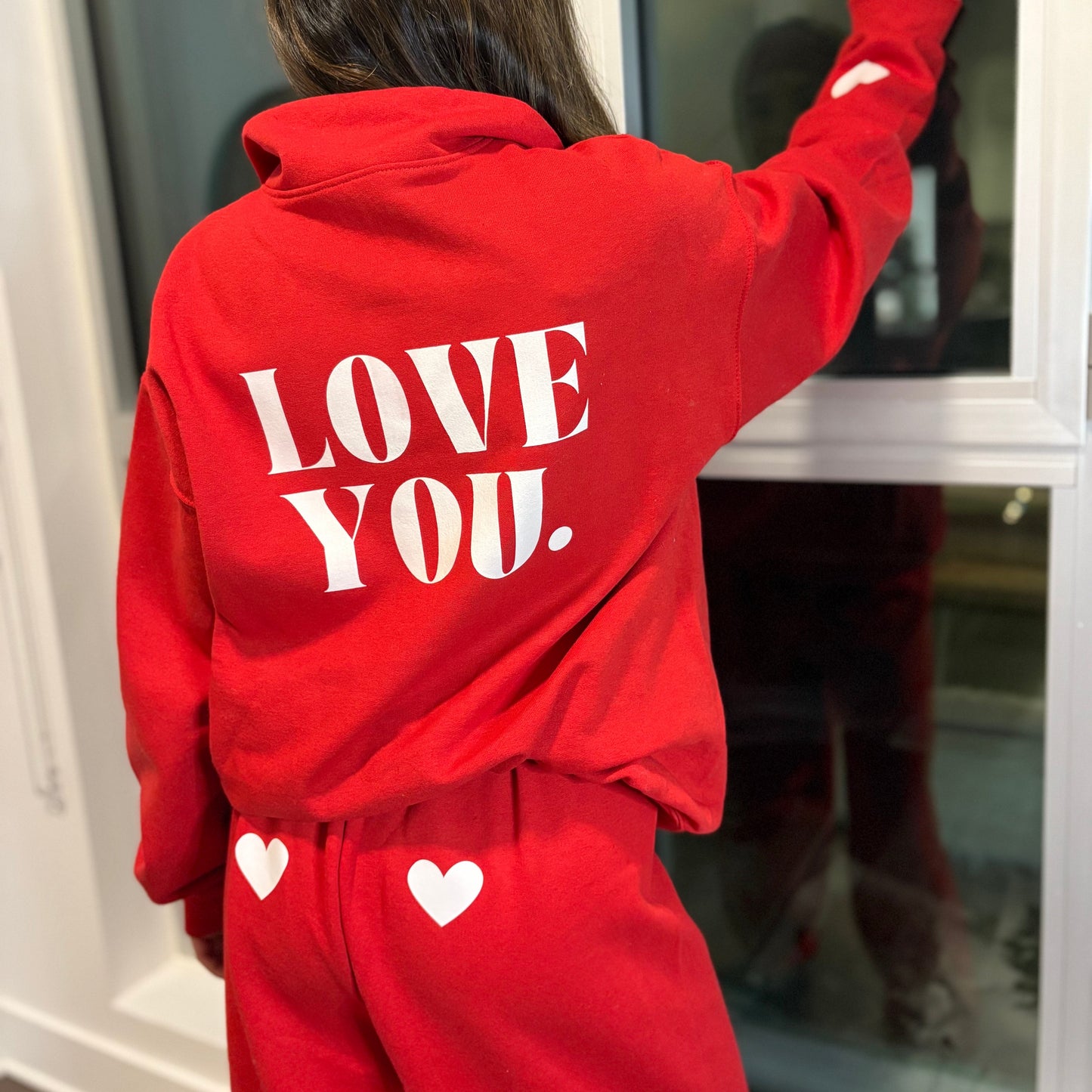 LOVE YOU Red Quarter Zip Sweatshirt