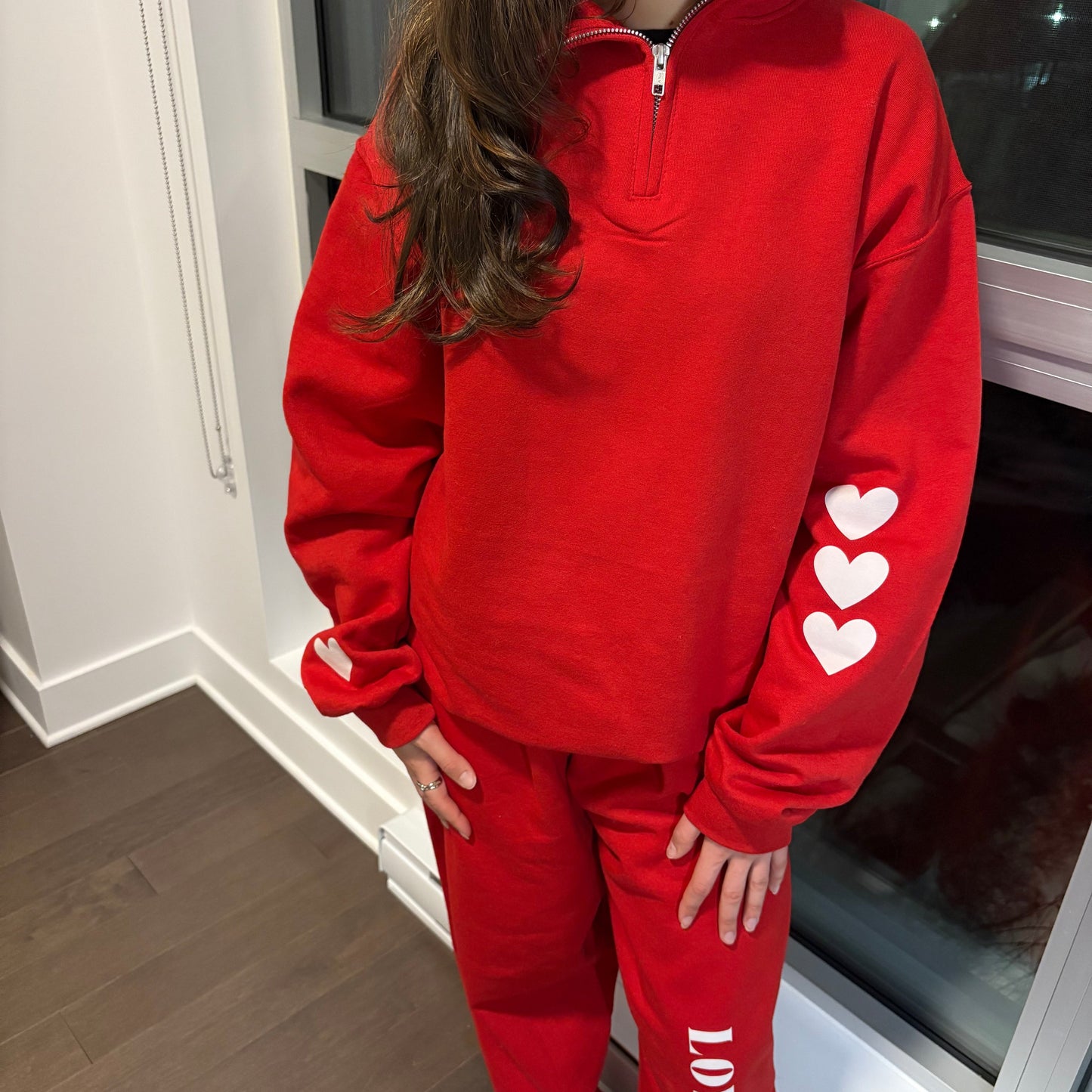 LOVE YOU Red Quarter Zip Sweatshirt